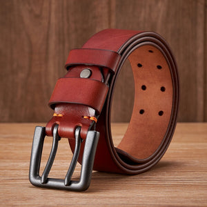 Thick Genuine Leather Double Pin Belt