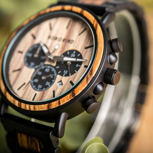 BOBOBIRD Quartz Chronograph Wooden Strap Watch