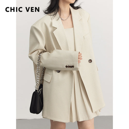 Loose Textured Twill Jacquard Suit Coat