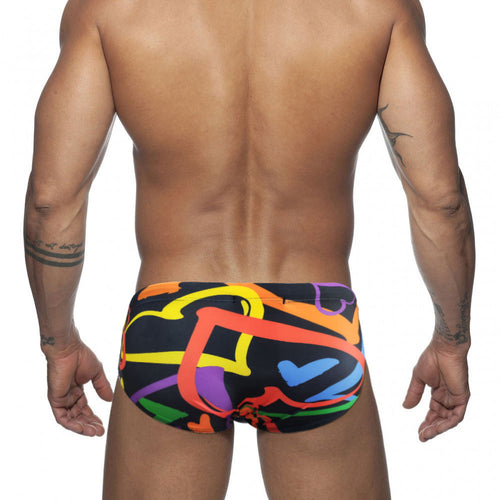 Colored Hearts Slim Fit Swimming Briefs