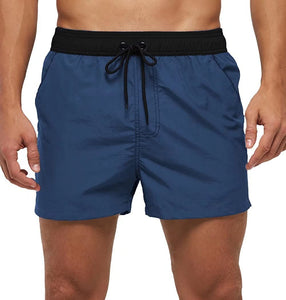Two-tone Drawstring Closed Swimming Trunks
