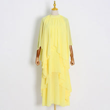 Solid Loose Half Sleeve Ruffled Trim Dress