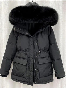 Cotton Padded Hooded Fur Parka