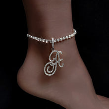 Cursive Letter Cubic Zircon Anklet