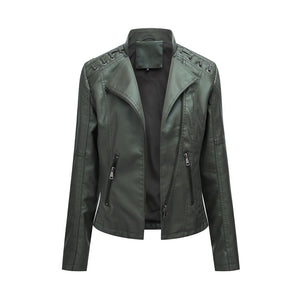 Faux Leather Slim Fit Coat