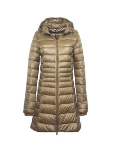 Long Ultra Light Down Jacket With Hood