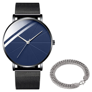 Minimalist Simple Ultra Thin Stainless Steel Mesh Belt Watch