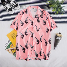 Short Sleeve Leopard Color Block Beach Shirt