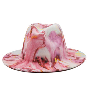 Artistic Print Wide Brim Fedora Hat