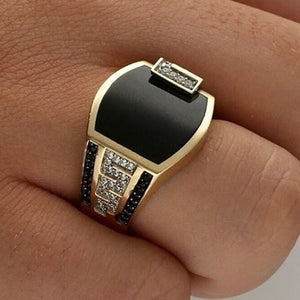 Classic Inlaid Black Stone Zircon Ring