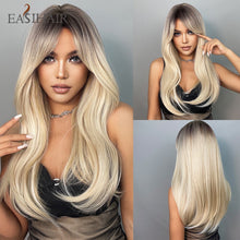 Blonde Platinum Long Wavy Middle Part Natural Heat Resistant Synthetic Wig