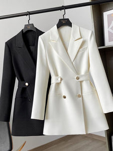 Double Breasted Slim Waist Blazer with Belt