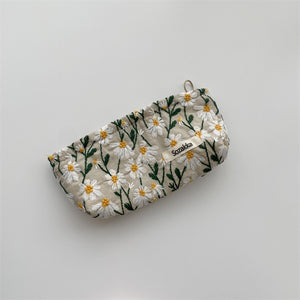 Floral Embroidered Canvas Beauty Case