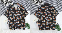 Short Sleeve Leopard Color Block Beach Shirt