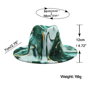 Artistic Print Wide Brim Fedora Hat