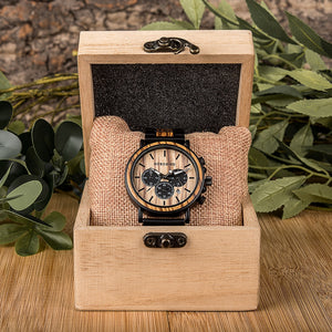 BOBO BIRD P09 Wood and Stainless Steel Luminous Hand Wristwatch