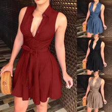 Slim Short Solid Color Sleeveless Dress