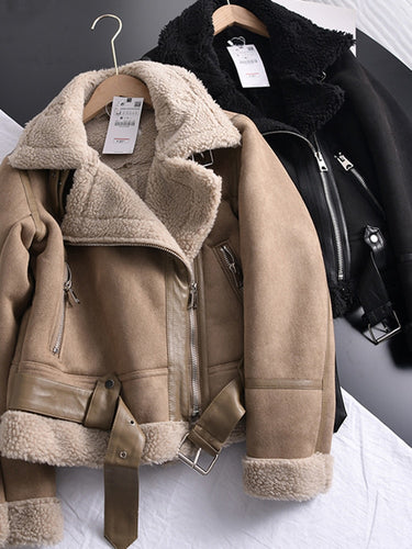 Winter Thick Warm Suede Faux Leather Coat