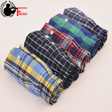 5pcs Loose Cotton Plaid Boxers