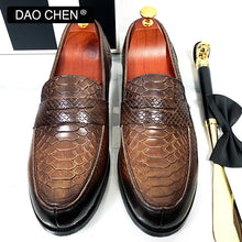 Genuine Leather Snake Print Loafers