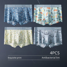 4Pcs Refreshing Print Recycled Fiber Boxer Shorts