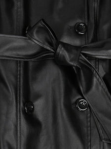 Long Waterproof Soft Faux Leather Trench Coat