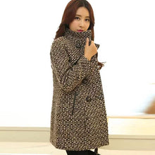 Wool Blend High Neck Plaid Slim Coat