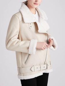 Thick Faux Leather Fur Coat