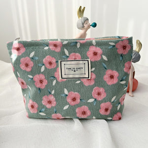 Floral Embroidered Canvas Beauty Case