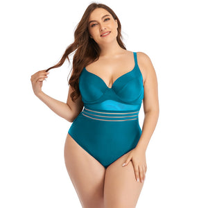 One Piece Sheer Waist Swimsuit