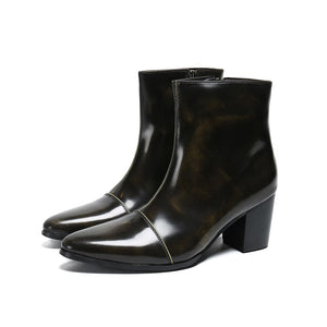 Italian Steel Pointed Toe Western Styles Double Buckle Strap Boots