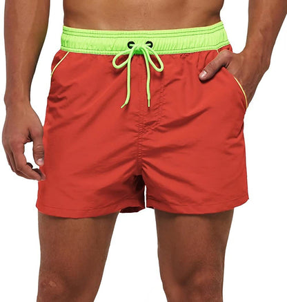Two-tone Drawstring Closed Swimming Trunks