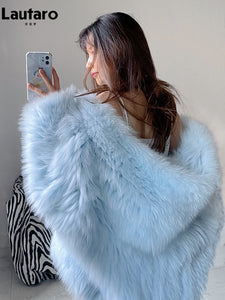 Shaggy Hairy Thick Warm Soft Colored Faux Fur Jacket