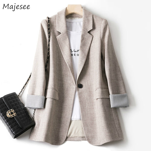 Trendy Patchwork Loose Fit Single Button Blazer