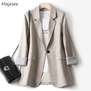 Trendy Patchwork Loose Fit Single Button Blazer