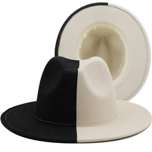 Black White Patchwork Wool Fedora