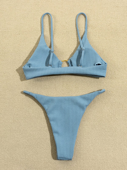 Plain Rib Feminine Bikini Set