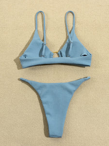 Plain Rib Feminine Bikini Set