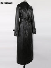 Long Waterproof Soft Faux Leather Trench Coat