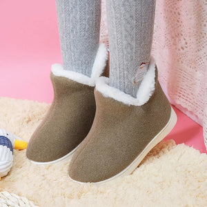 Thick Warm High Tube Non-Slip Indoor Cotton Plush Slippers