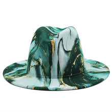 Artistic Print Wide Brim Fedora Hat