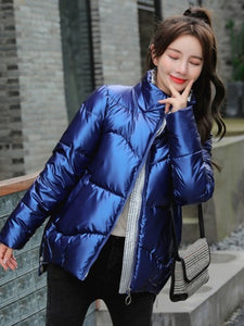 Light-reflecting Warm Short Padded Oversized Cotton Coat