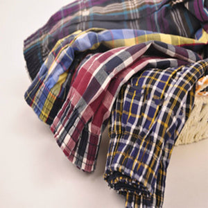 5pcs Loose Cotton Plaid Boxers