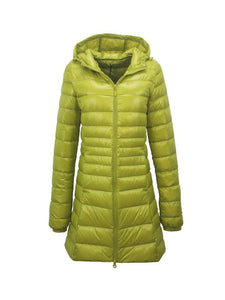 Long Ultra Light Down Jacket With Hood