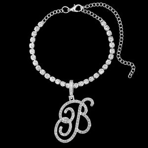 Cursive Letter Cubic Zircon Anklet