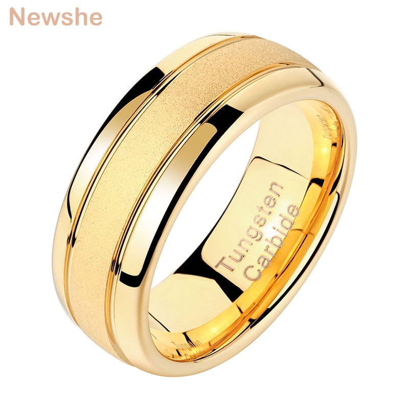 Golden Color 8mm Tungsten Carbide Frosted Band