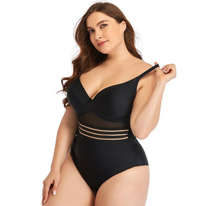 One Piece Sheer Waist Swimsuit