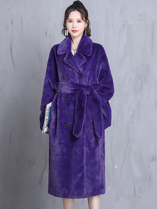 Oversized Purple Warm Fluffy Soft Faux Fur Robe