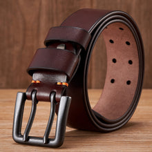 Thick Genuine Leather Double Pin Belt