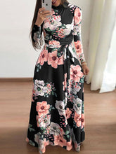 Short Sleeve Floral Print Long Dress